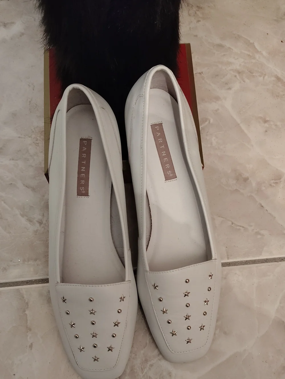 Women’s White Star-Stud Loafers